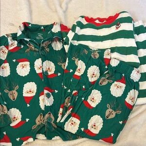 Two pair kids Christmas pajamas size 7